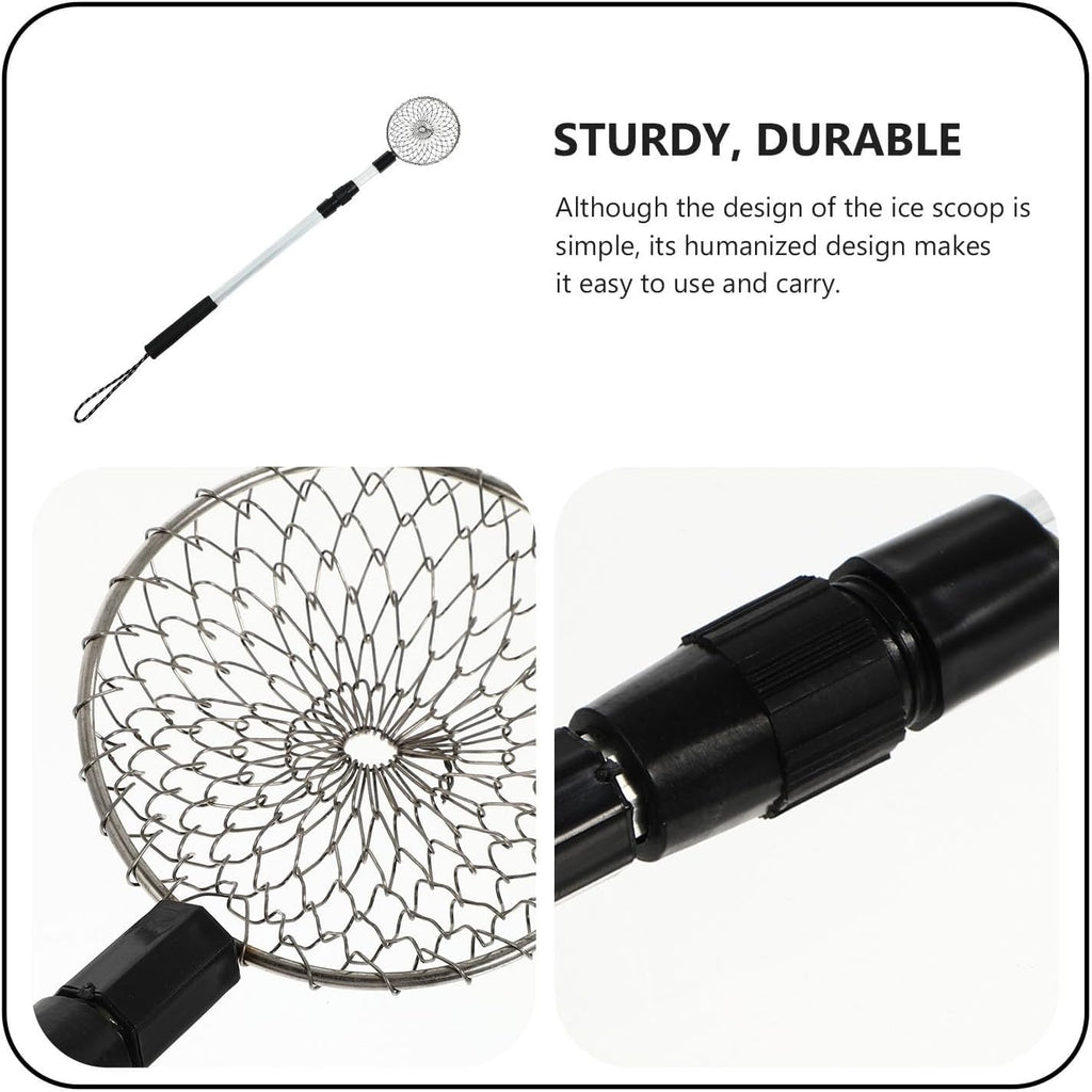 Telescopic Winter Fishing Strainer Steel Wire Net with Rod