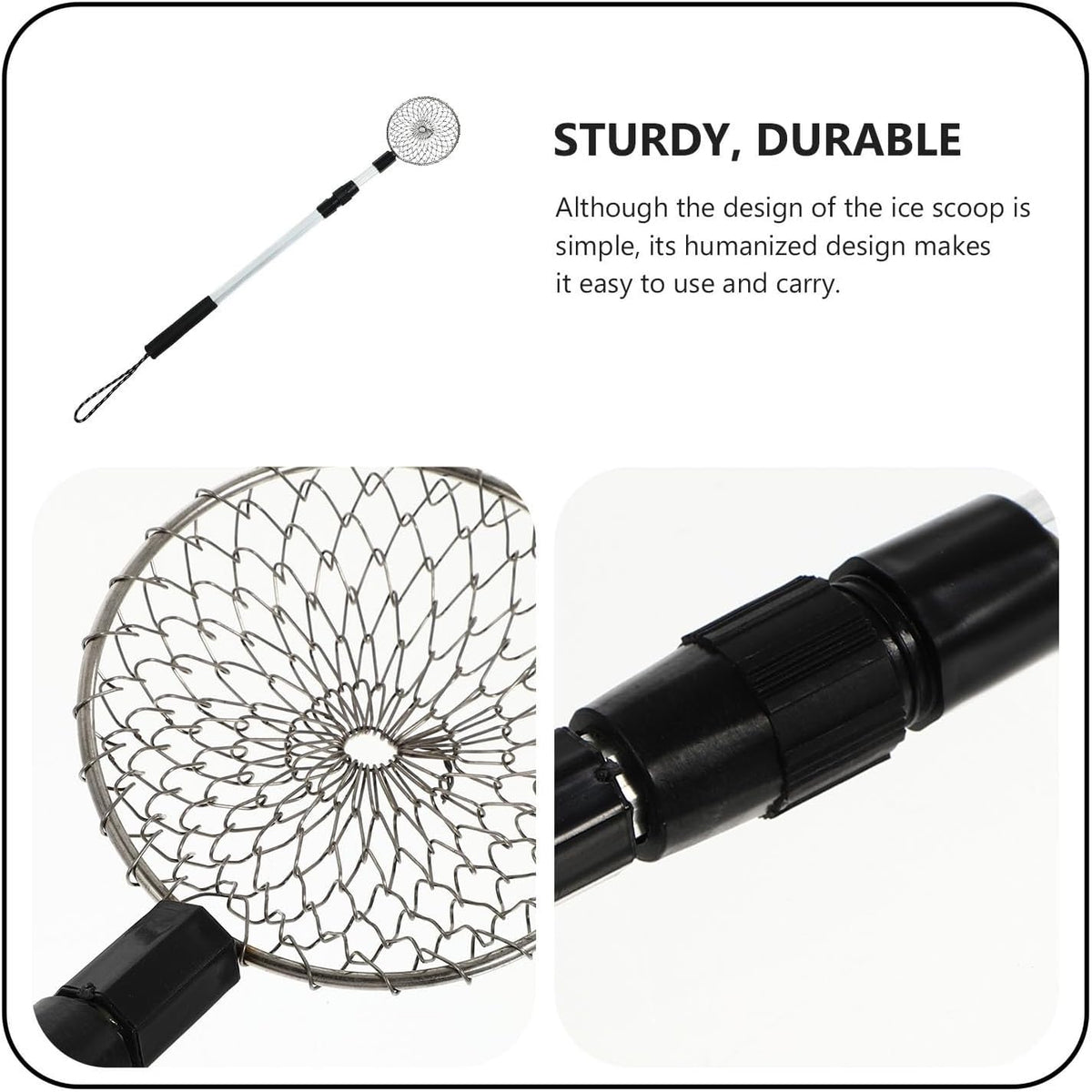 Telescopic Winter Fishing Strainer Steel Wire Net with Rod
