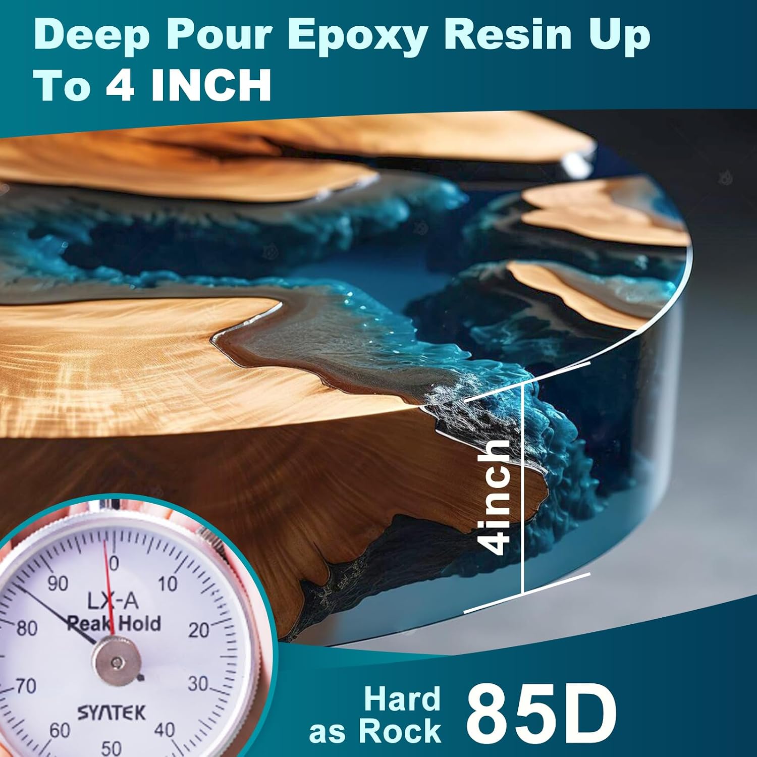51OZ Deep Pour Epoxy Resin for 2-4 inch Pour | Bubble Free, Low Odor,2:1mix ratio, Low Viscosity Casting Resin for
