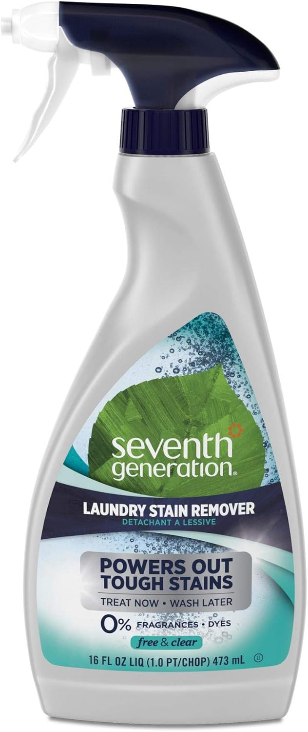 Natural Laundry Stain Remover, Free & Clear, 16 oz Spray Bottle