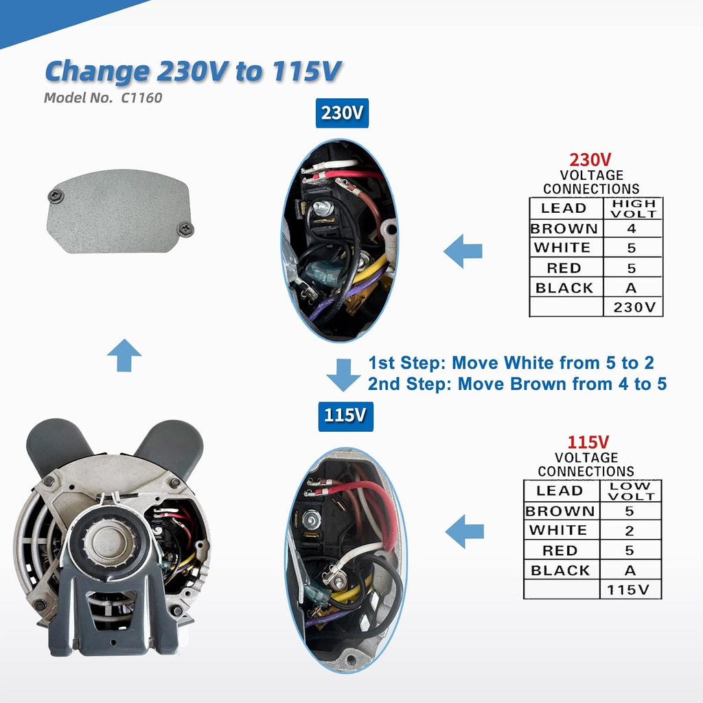 C1160 Fan and Blower Motor Replace Marathon C1160 1.5HP Reversible Rotation