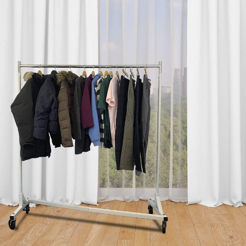 Heavy Duty 400lb Load Garment Clothing Z Rack - Rolling Garment Z Rack for Home, Retail Display, Durable Square