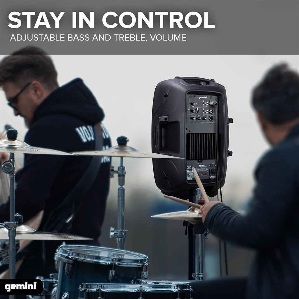 8" Powered PA Speaker, 300 Watts, Floor Monitor (AS-2108P) | 8" powered PA & floor monitor, 11 lb - switchable