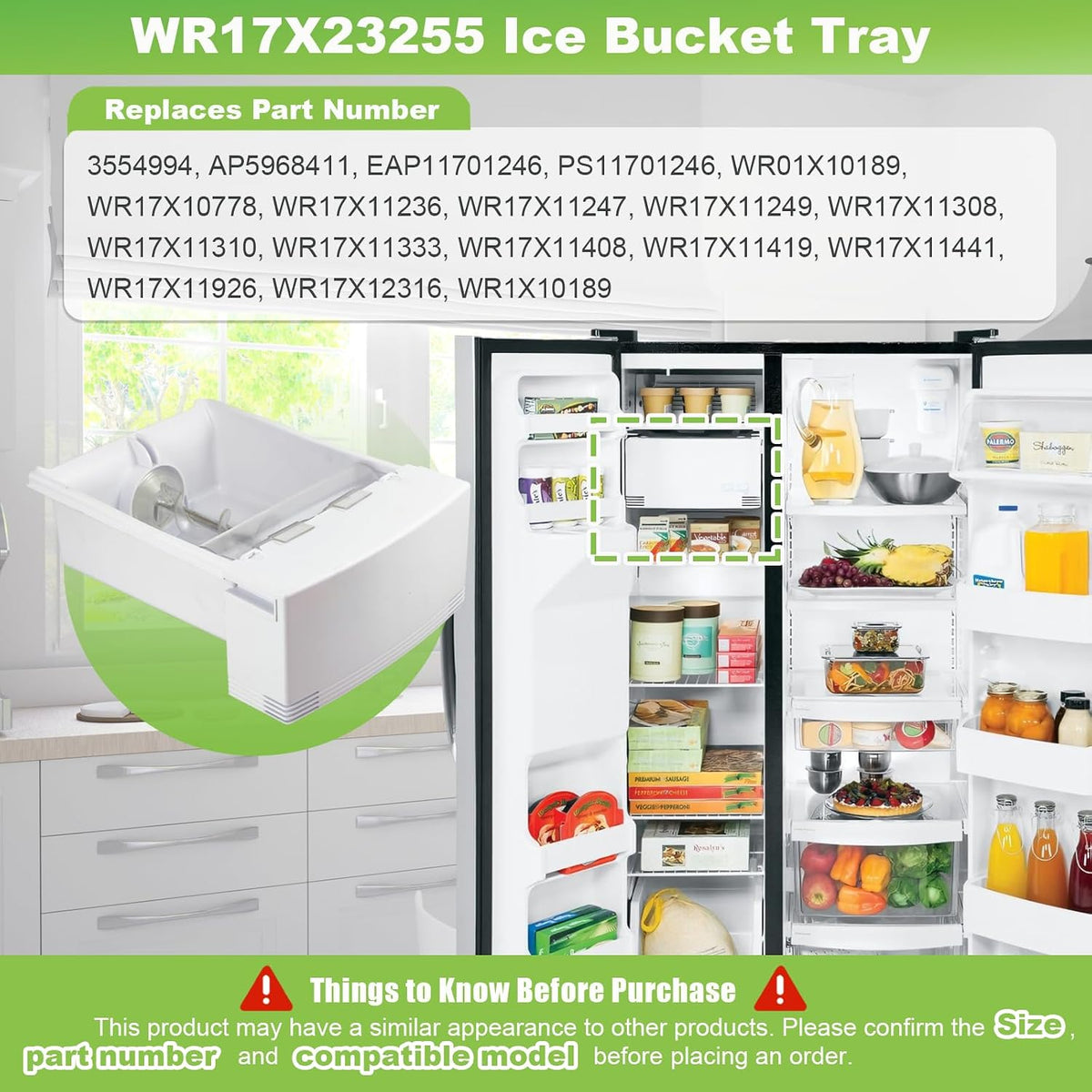 WR17X23255 Ice Bucket Assembly Compatible with GE Refrigerator