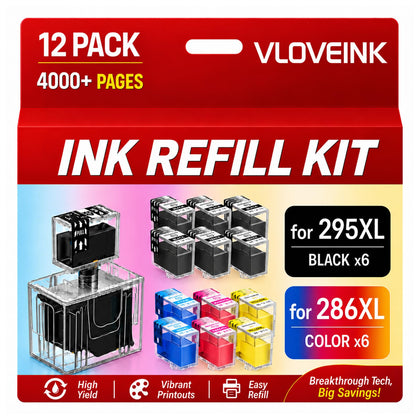 295XL 286XL Ink Refill Kit Compatible for Canon 295 286 Ink