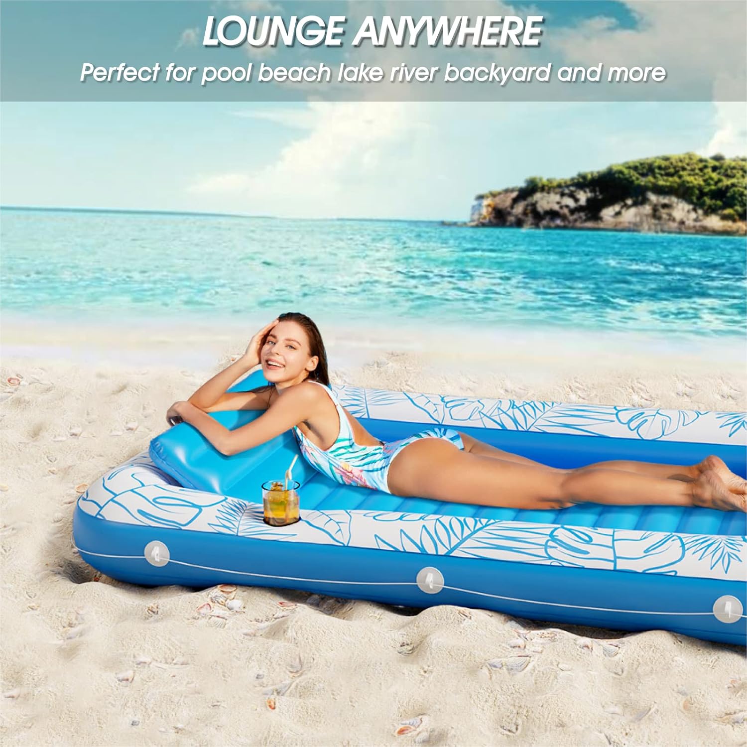 Inflatable Tanning Pool Lounger Float - Jasonwell 4 in 1 Sun Tan Tub Sunbathing Pool Lounge Raft Floatie Toys Water