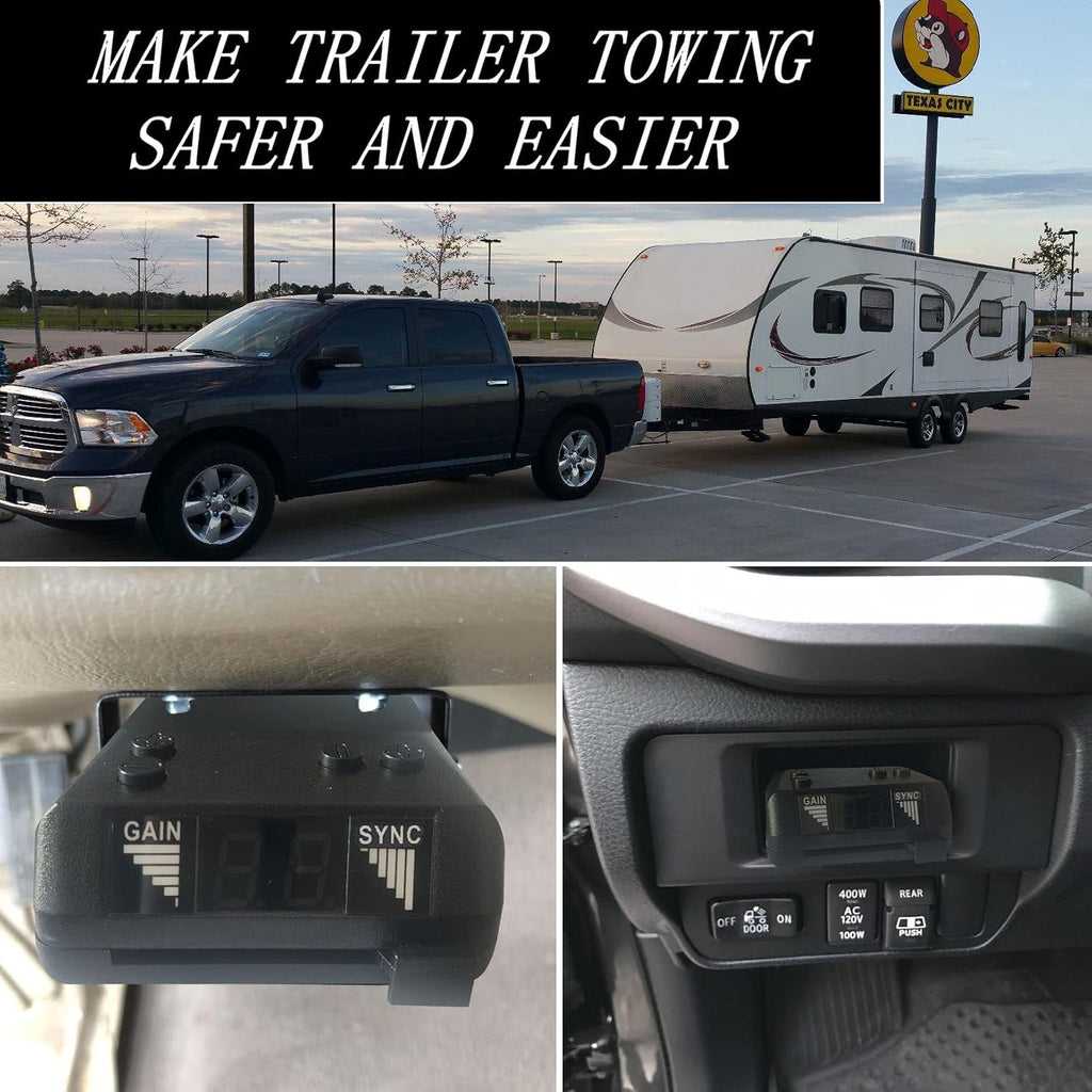 Brake Controller, Digital Electric Trailer Brake Controller Easily Control Trailers with 1-4 Axles, for Light-Duty