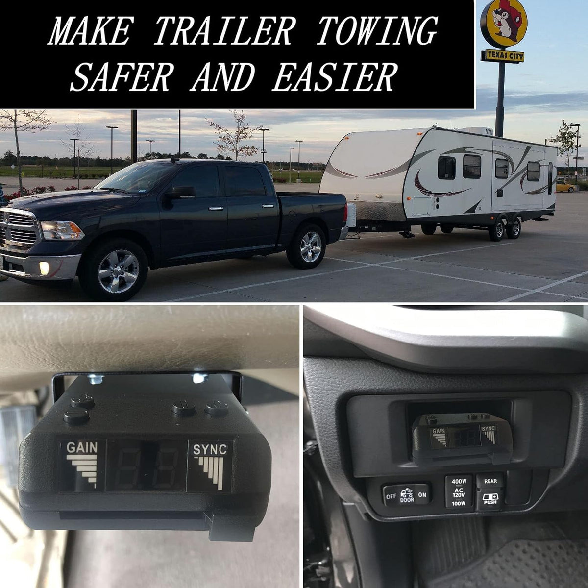 Brake Controller, Digital Electric Trailer Brake Controller Easily Control Trailers with 1-4 Axles, for Light-Duty