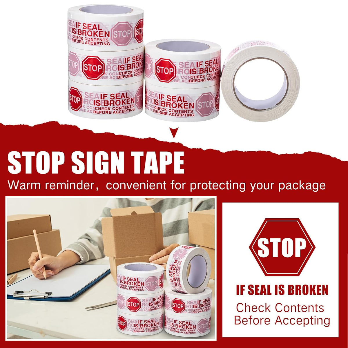 10 Rolls 2 Inch Security Packing Tape, Tamper Proof Tape, White