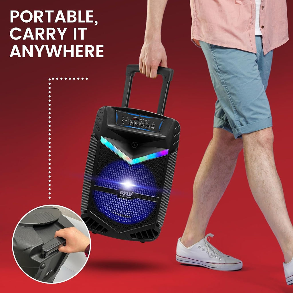 Portable Bluetooth PA Speaker System - 1200W Rechargeable Outdoor Bluetooth Speaker Portable PA System w/ 15”