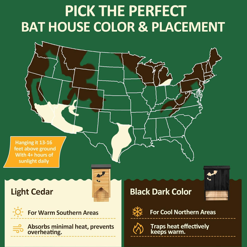 Bat House, Bat Houses for Outdoors for Tree Small Bat Box for Warmer States