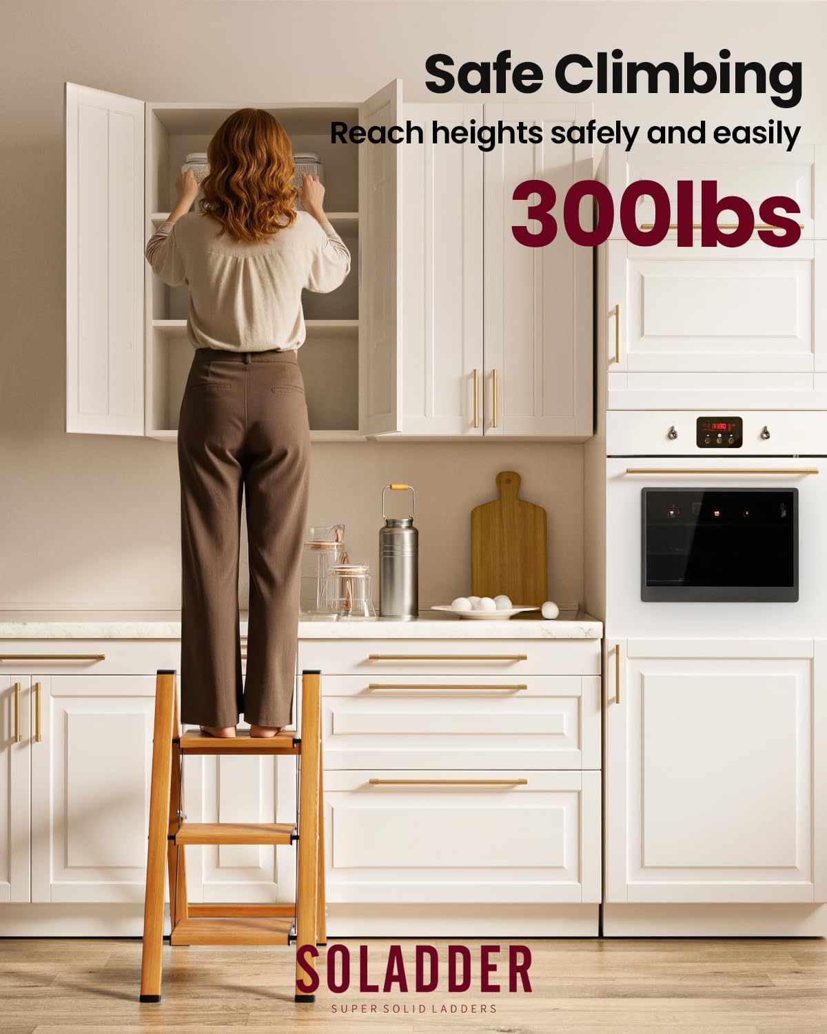 3 Step Ladder, Folding Aluminum 3 Step Stool with Anti-Slip Wide Sturdy Pedal, Multi-Use for Home and Kitchen, Space
