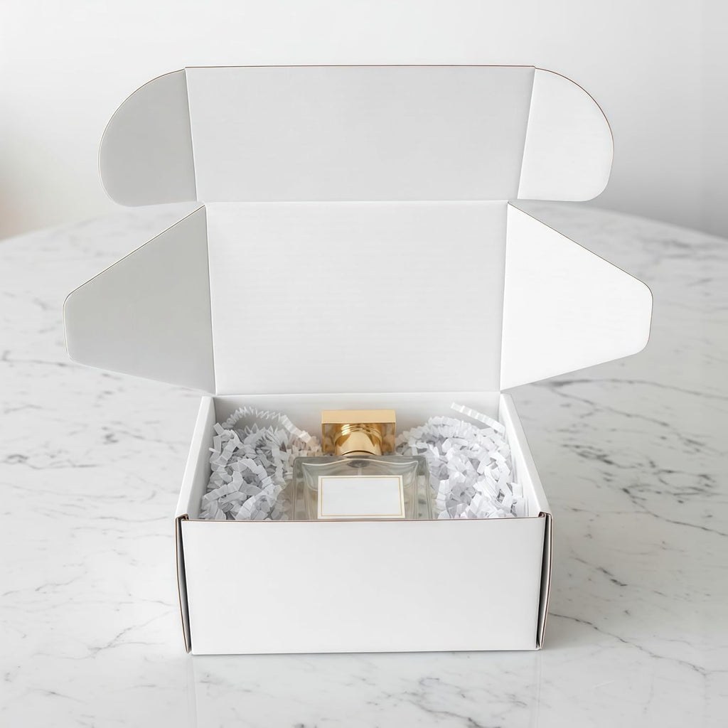 White Corrugated Cardboard Shipping Boxes 8x6x4 Inches Set of 2