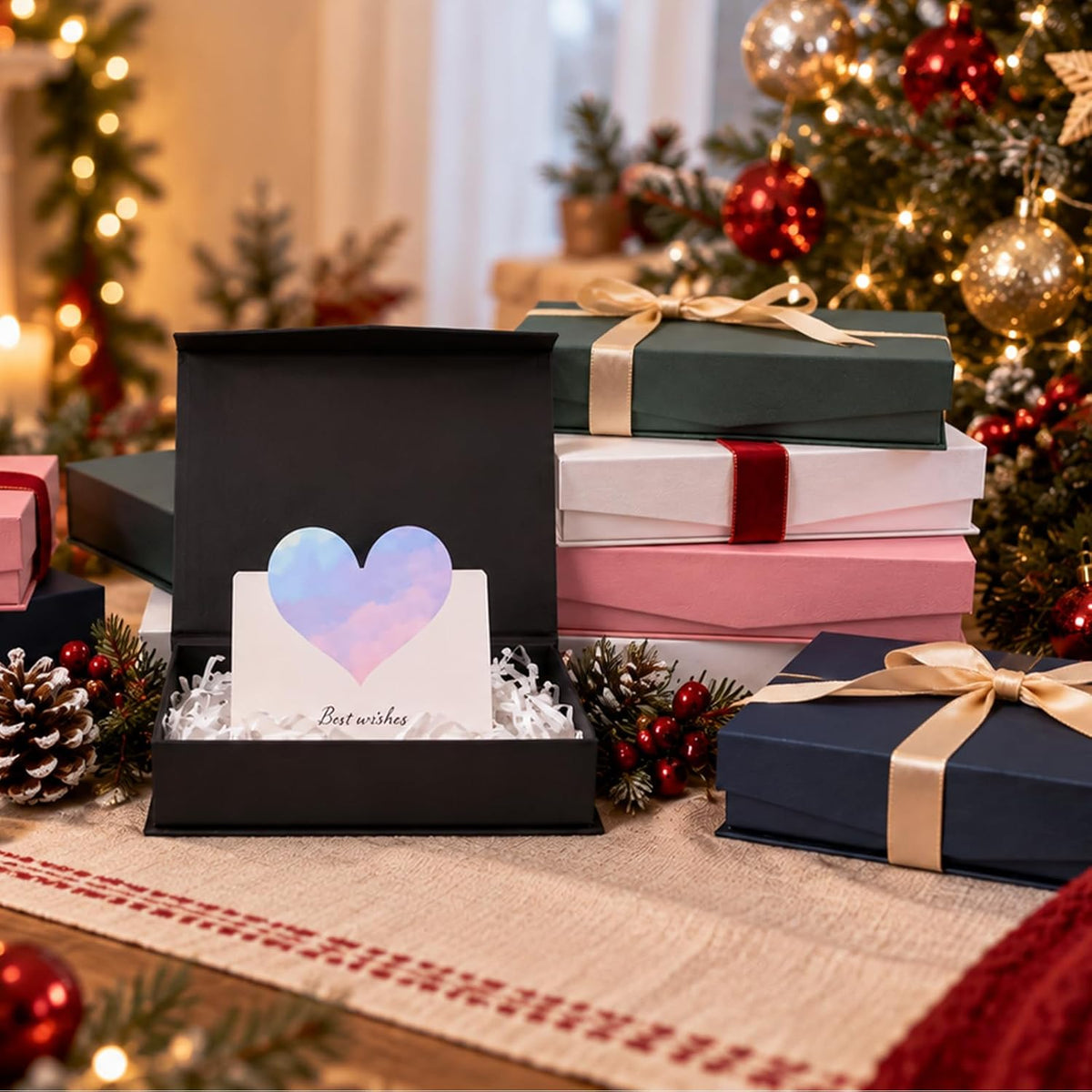 Magnetic Gift Boxes with Lids, 2‑Pack Black Small Gift Box