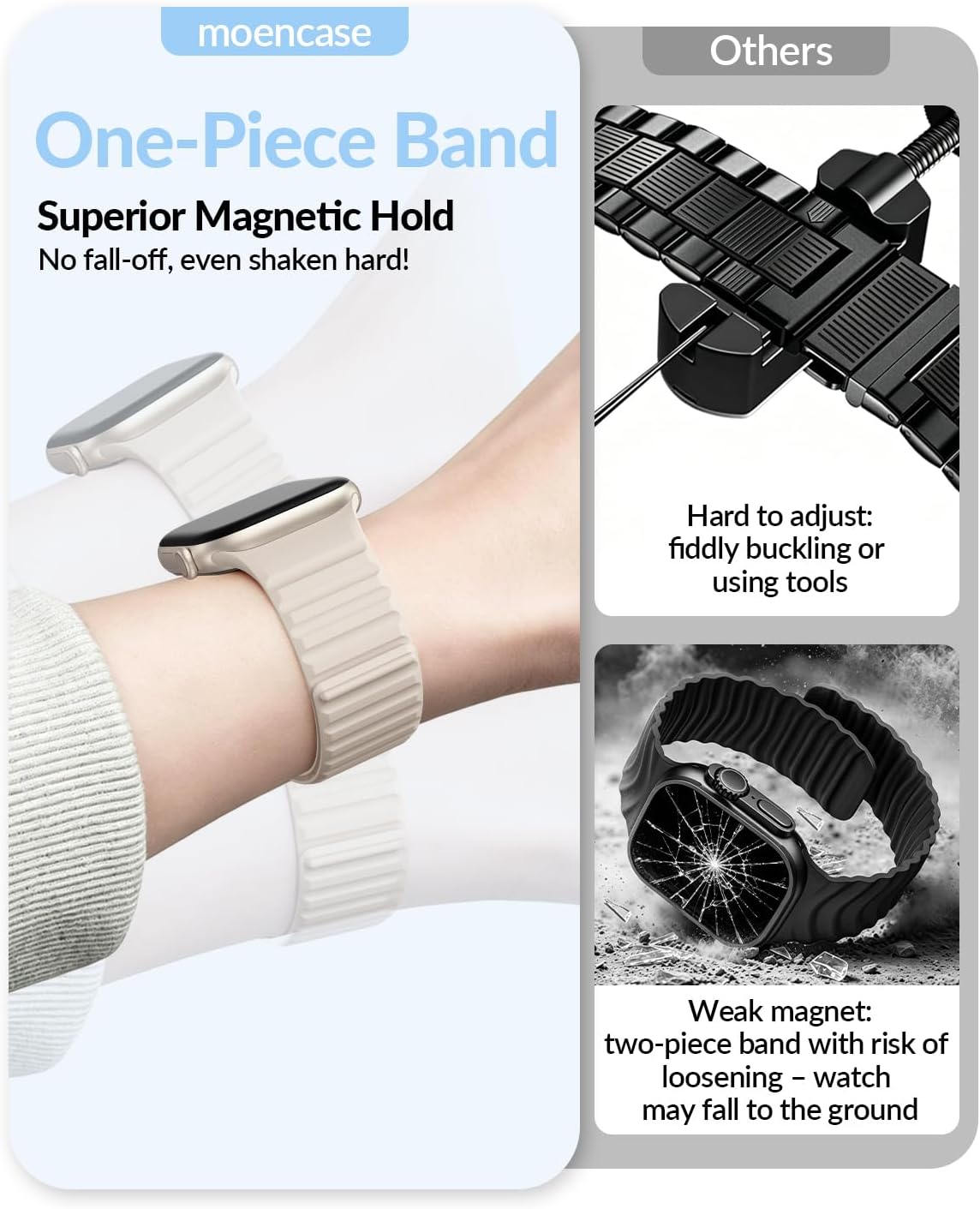 Patented Magnetic Silicone Sport Band for Apple Watch Bands for Women Men | Soft Silicone Solo Loop 40mm 38mm 41mm
