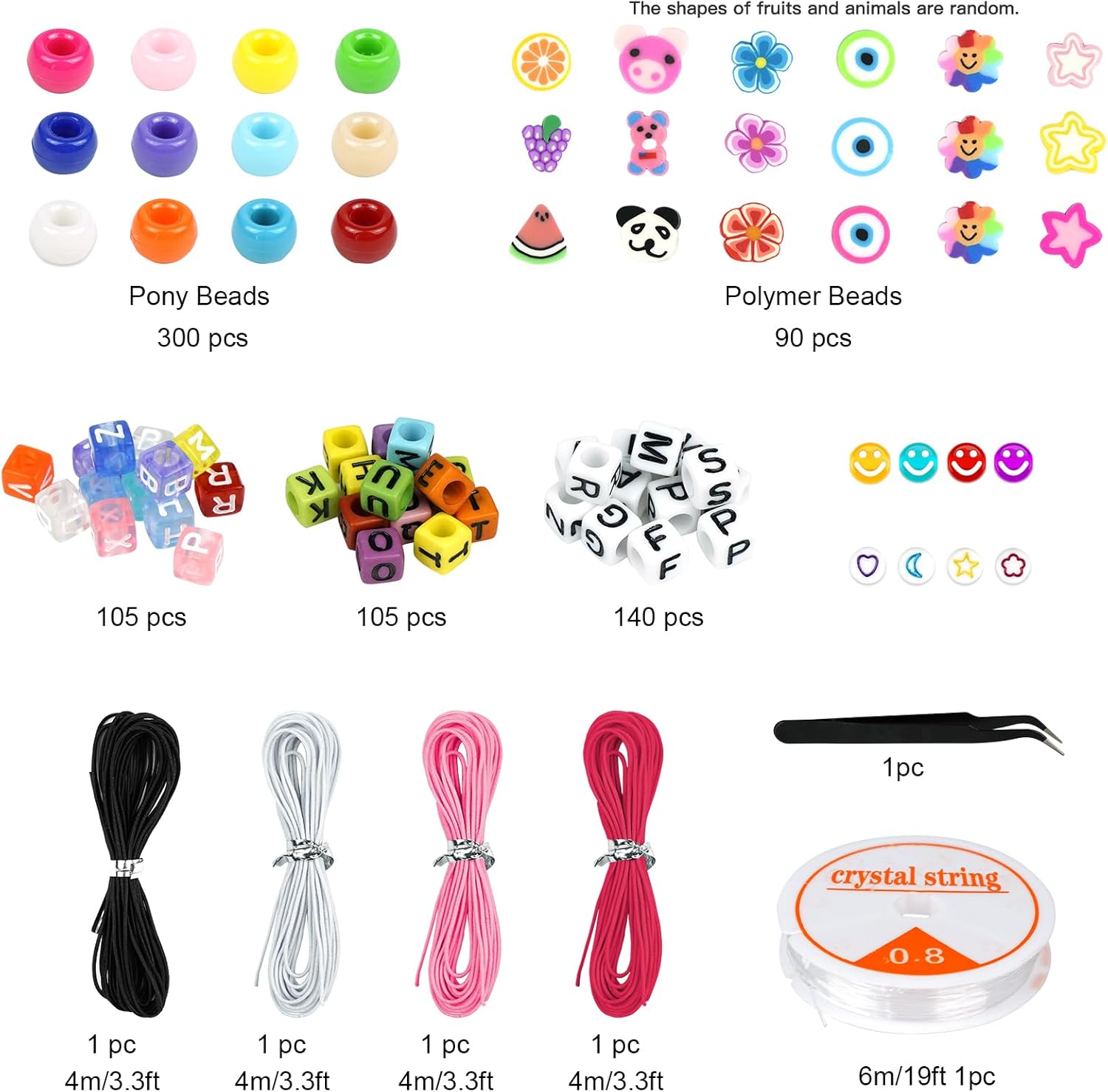 Bracelet Making Kit, Beads for Bracelets Making Pony, Kandi, Polymer Clay, Smile Face & Letter Beads for Jewelry