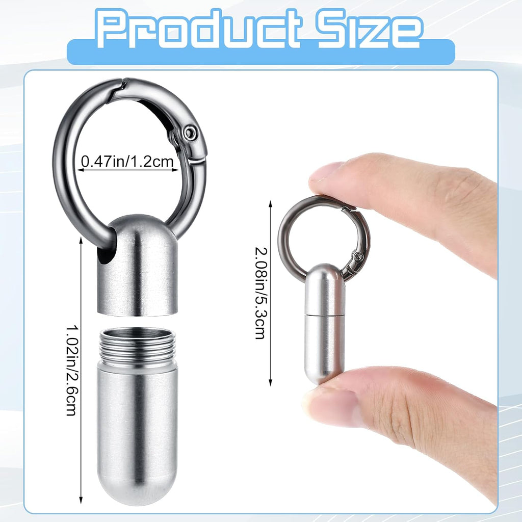 Small Pill Case Keychain Portable Waterproof Titanium Pocket Pill Organizer Tiny Pill Holder Bottle Carabiner Clip