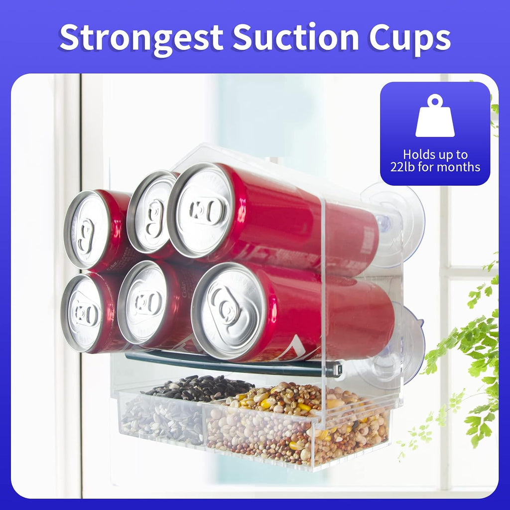 Window Bird Feeder with 4 Extra-Strong Suction Cups-Clear Acrylic