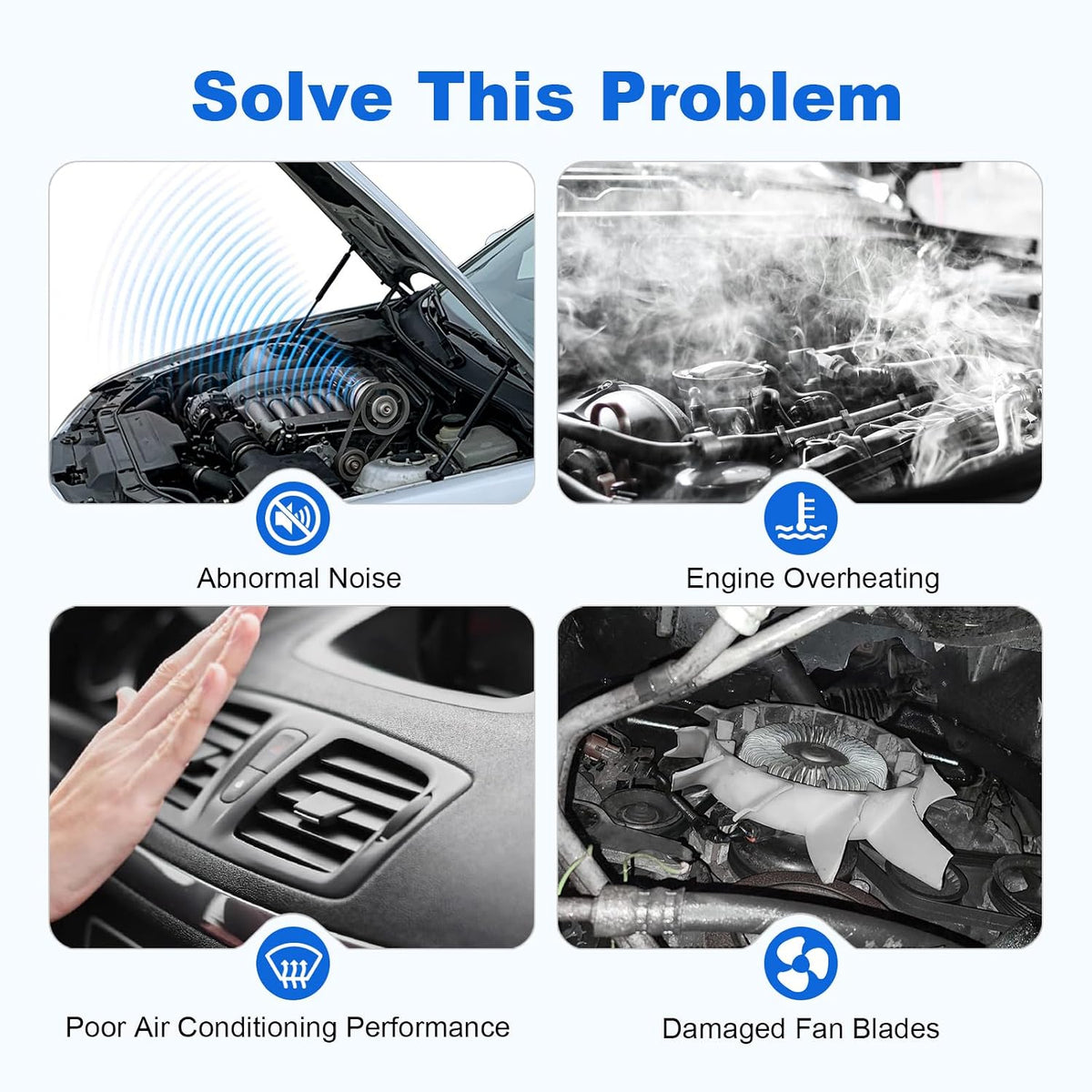 Engine Dual Radiator Cooling Fan Assembly 25927026 Replacement for Chevrolet Traverse 2009-2017 Replacement for GMC Acadia 2007-2017 V6 3.6L Electric Radiator Condenser Replaces 621-390 20972760