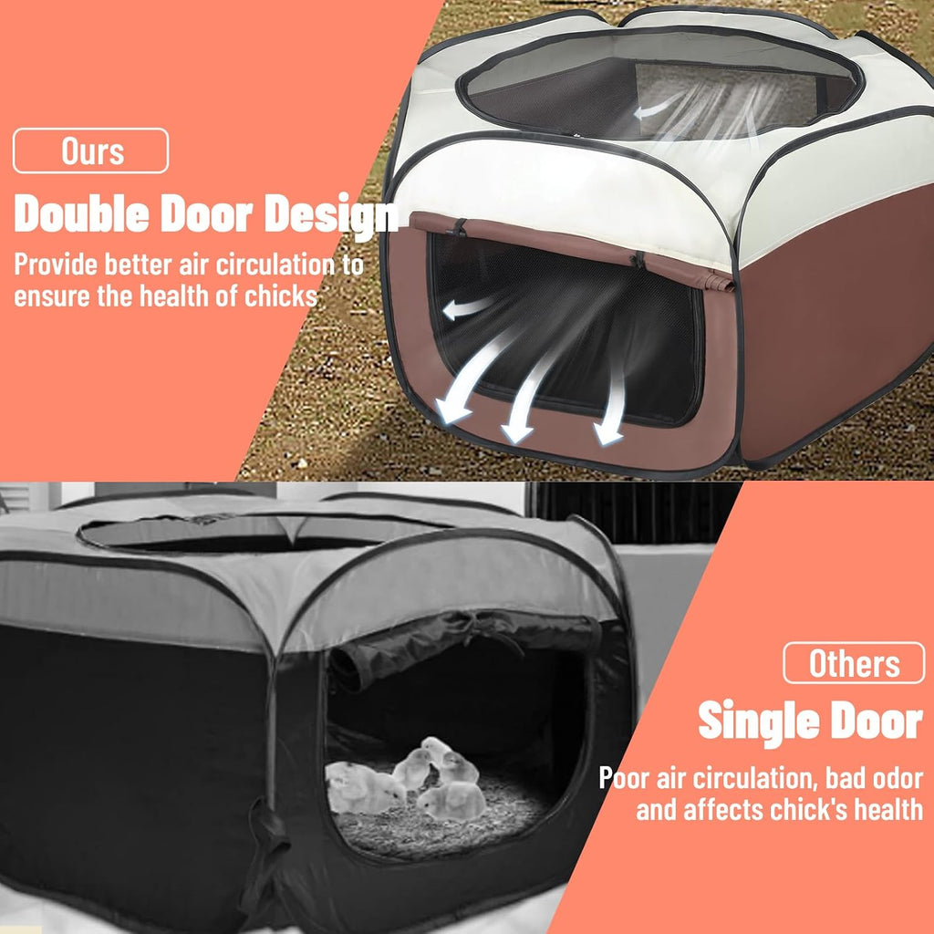 Brooder Box for Chick Starter Kit - 2026 Upgrade Dual Door Chicken Brooder Pen/Playpen/Tent with 10*10 in Brooder