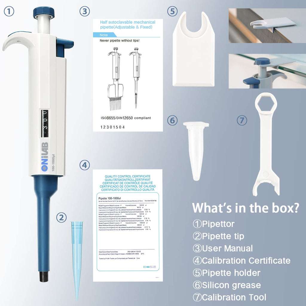 Single Channel Adjustable Pipettor, Micropipette 500-5000μL