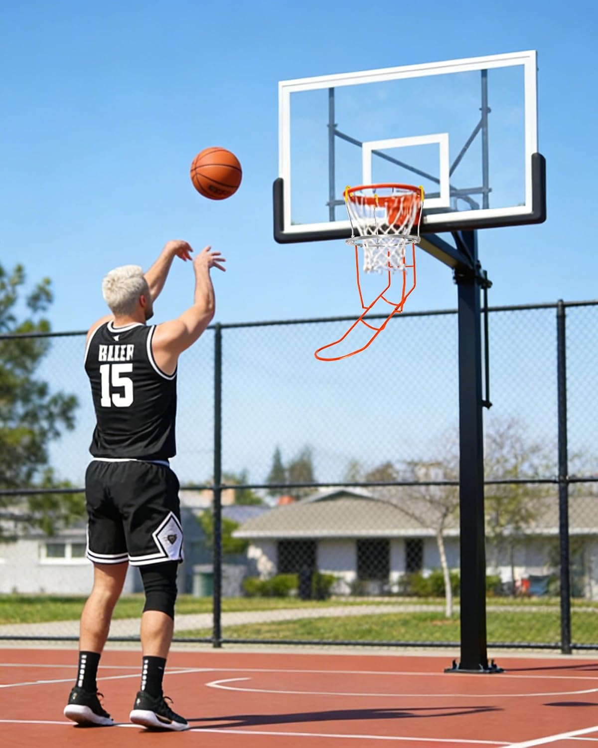 Upgraded Basketball Shot Trainer Rebounder, Heavy Duty Basketball Return Attachment with 360° Rotating Chute