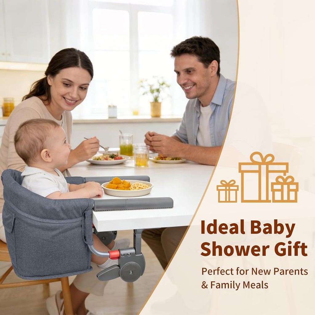 Premium Hook On High Chair, One-Pull Quick Install No Twisting, Heavy Duty Steel Frame, Safe Materials Clip on Table
