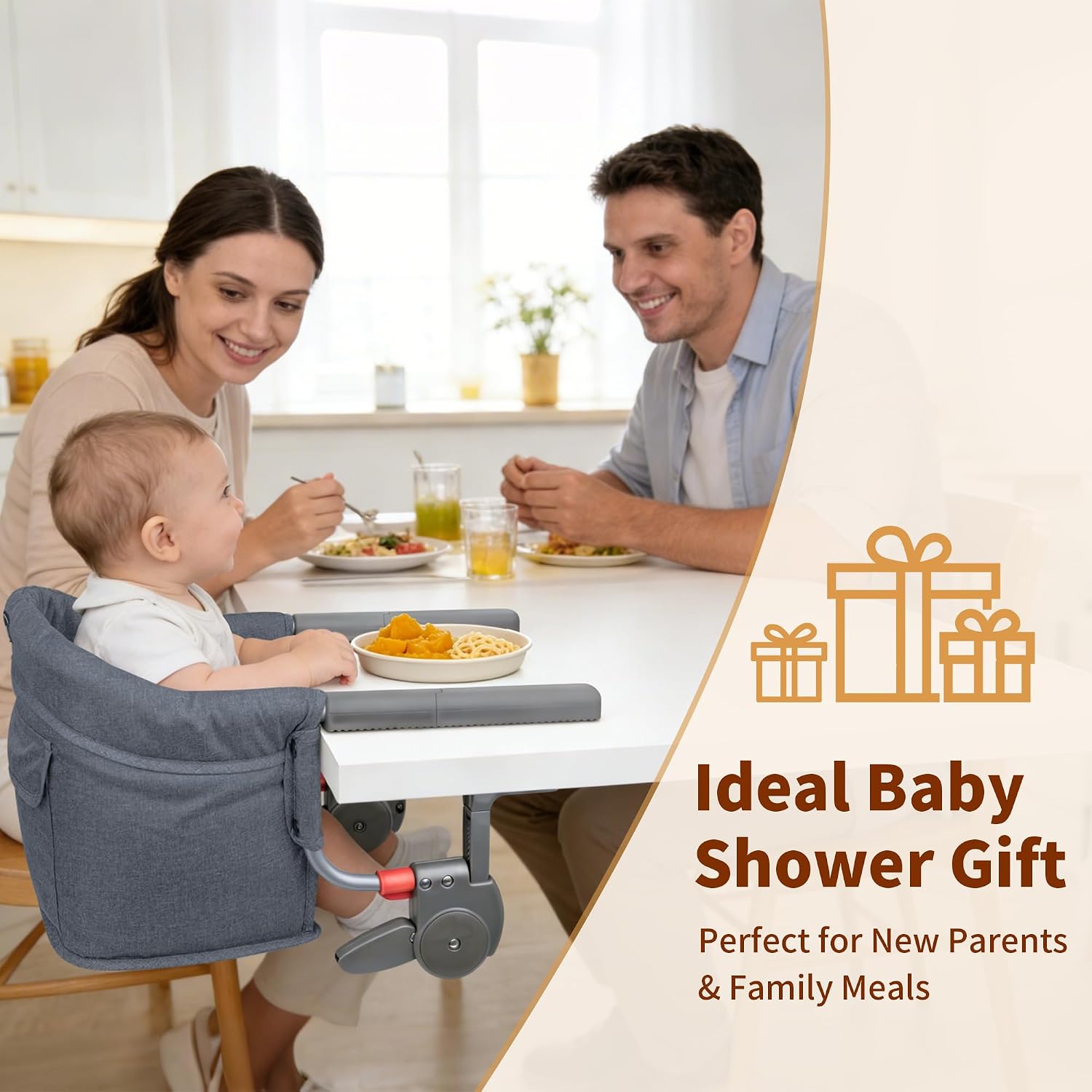 Premium Hook On High Chair, One-Pull Quick Install No Twisting, Heavy Duty Steel Frame, Safe Materials Clip on Table