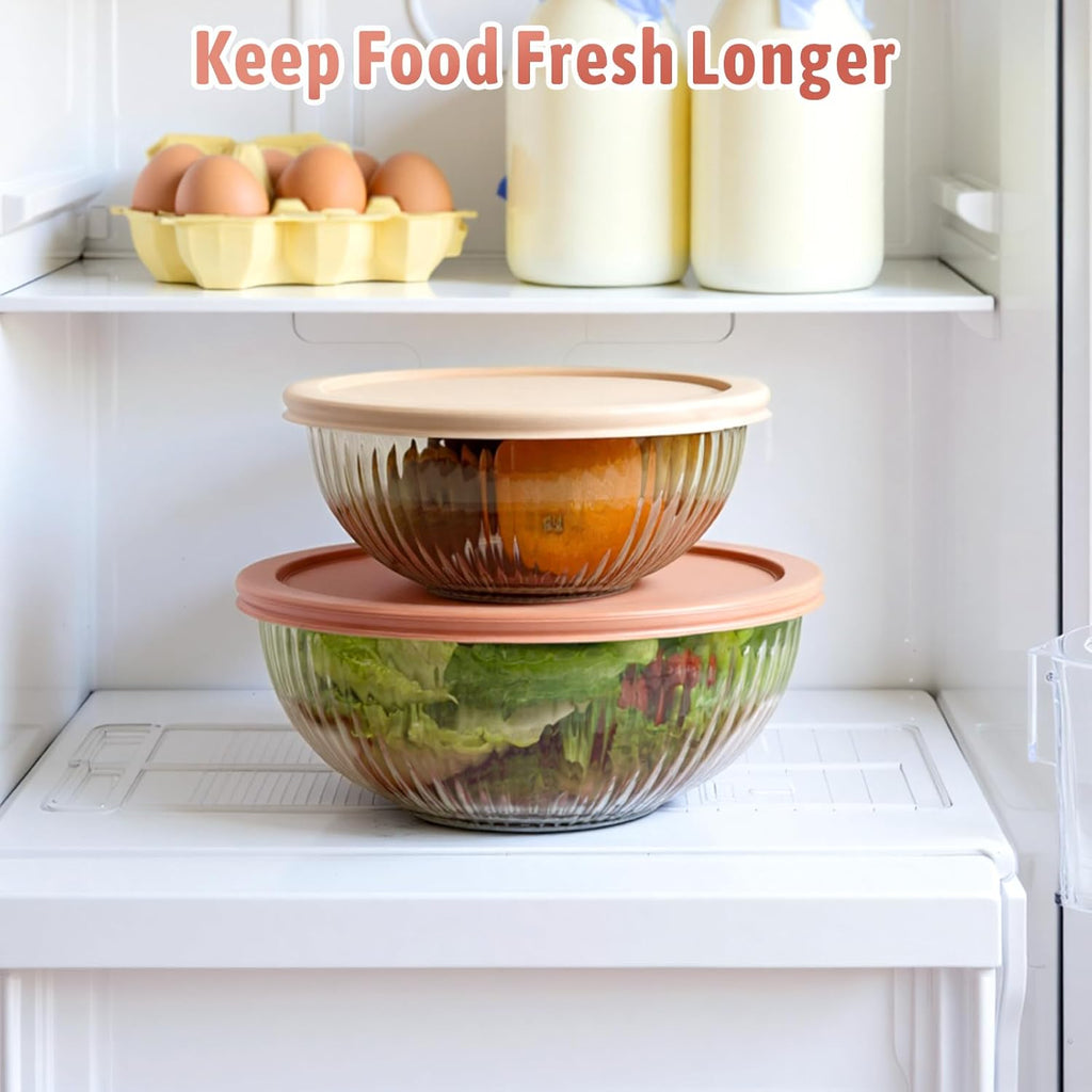 Glass Mixing Bowls with Lids Sets, 4 Packs Glass Bowls with Lids for Kitchen Baking, Meal Prepping and Salad, Bpa