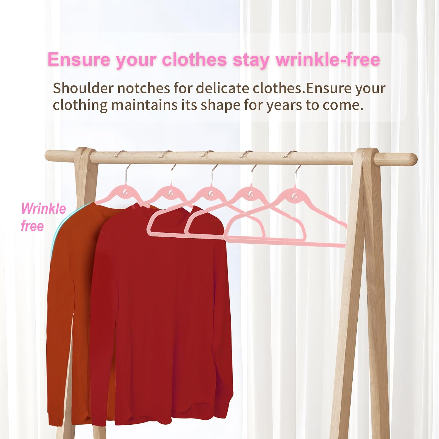 Multi-Color Velvet Hangers 50 Pack with Cascading Hooks, Non-Slip Black, Pink, White, Grey, and Purple Velvet Hangers