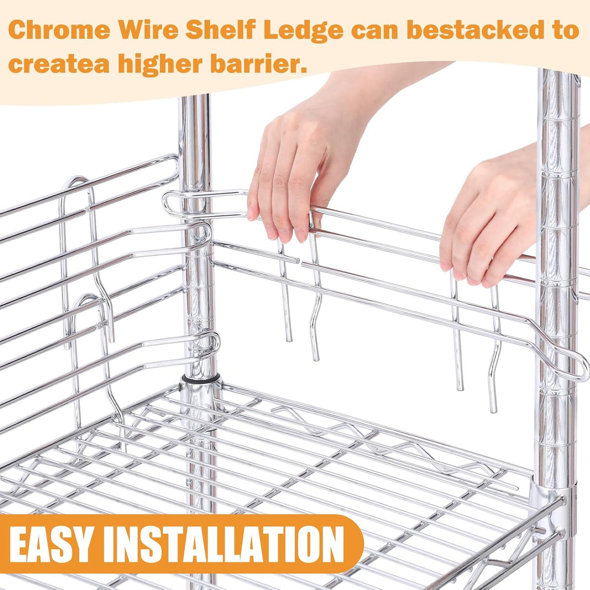4 Pcs Silver Chrome Wire Shelf Ledge, 48" L x 4" H