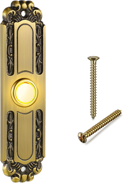 Lighted Metal Doorbell Push Button, Retro Style Door Bell | Universal Garage Door Opener Switch with LED Light