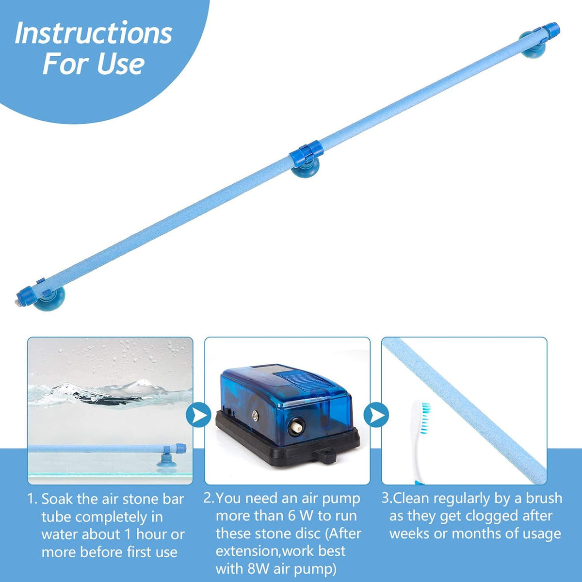 4 Pieces Aquarium Bubble Wall Air Stone Bar 10 Inch Fish Tank Bubble Release Diffuser Bar Tube for Fish Tank Aquarium
