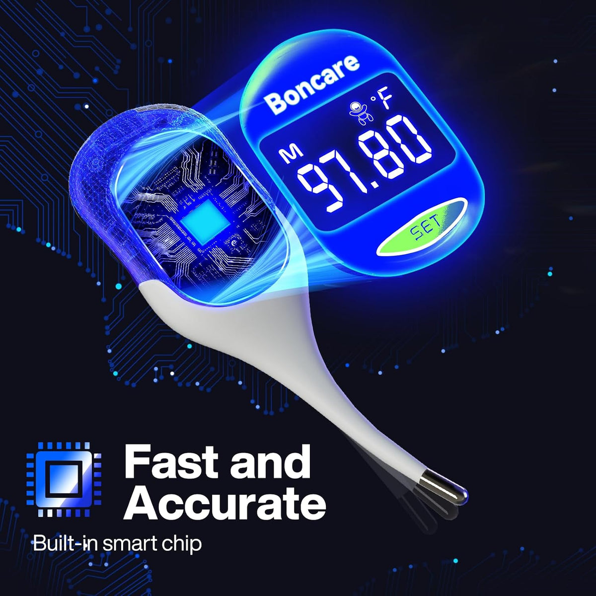 Boncare 9 Seconds Basal Body Thermometer for Ovulation (Rice-White)