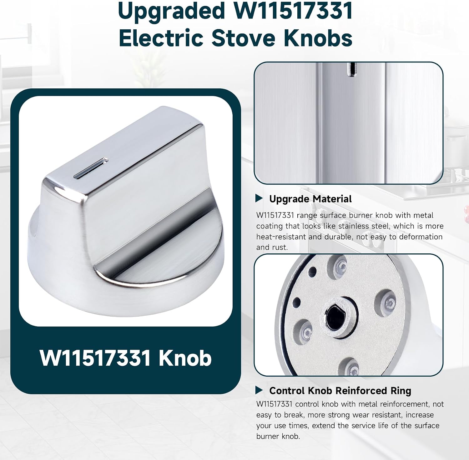 W11517331 Stove Knobs, W11517331 Electric Range Knobs（1PC） | Replace W10850027 W11117415 W11458840 Oven Knob
