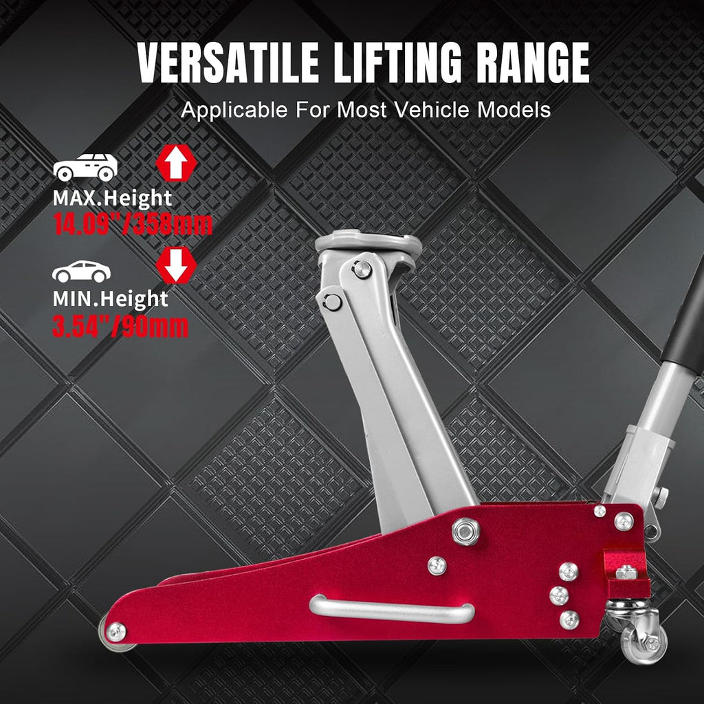 AT815016LR Torin Hydraulic Low Profile Aluminum and Steel Racing Floor Jack with Dual Piston Quick Lift Pump, 1.5 Ton