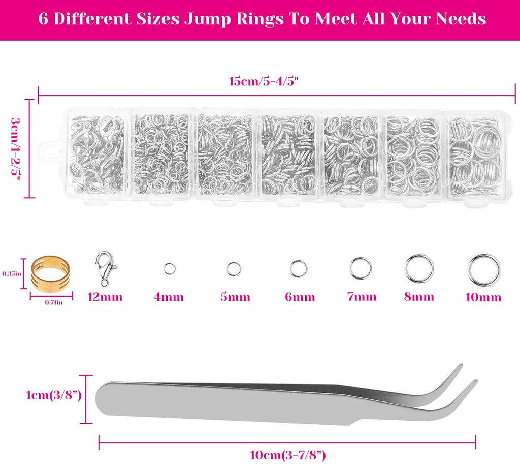 Jewelry Repair Kit with 1520 Silver Jump Rings and 3Pcs Pliers for Earrings, Necklaces, Rings, Bracelets