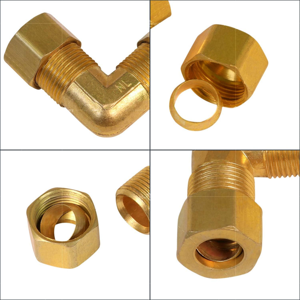 Highcraft D65-38-OM Compression 90° Elbow Pipe Fitting; 3/8" OD. Connection; Brass