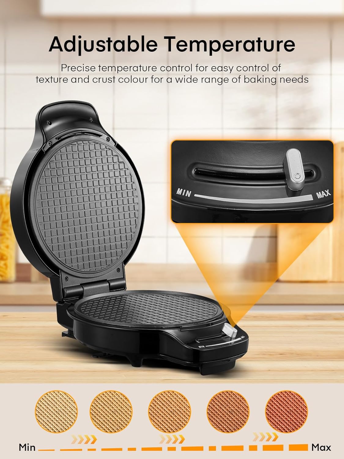 Waffle Cone Maker Machine and Ice Cream Bowl Maker with Temperature Control, Double Side Nonstick Waffle Bowl Maker