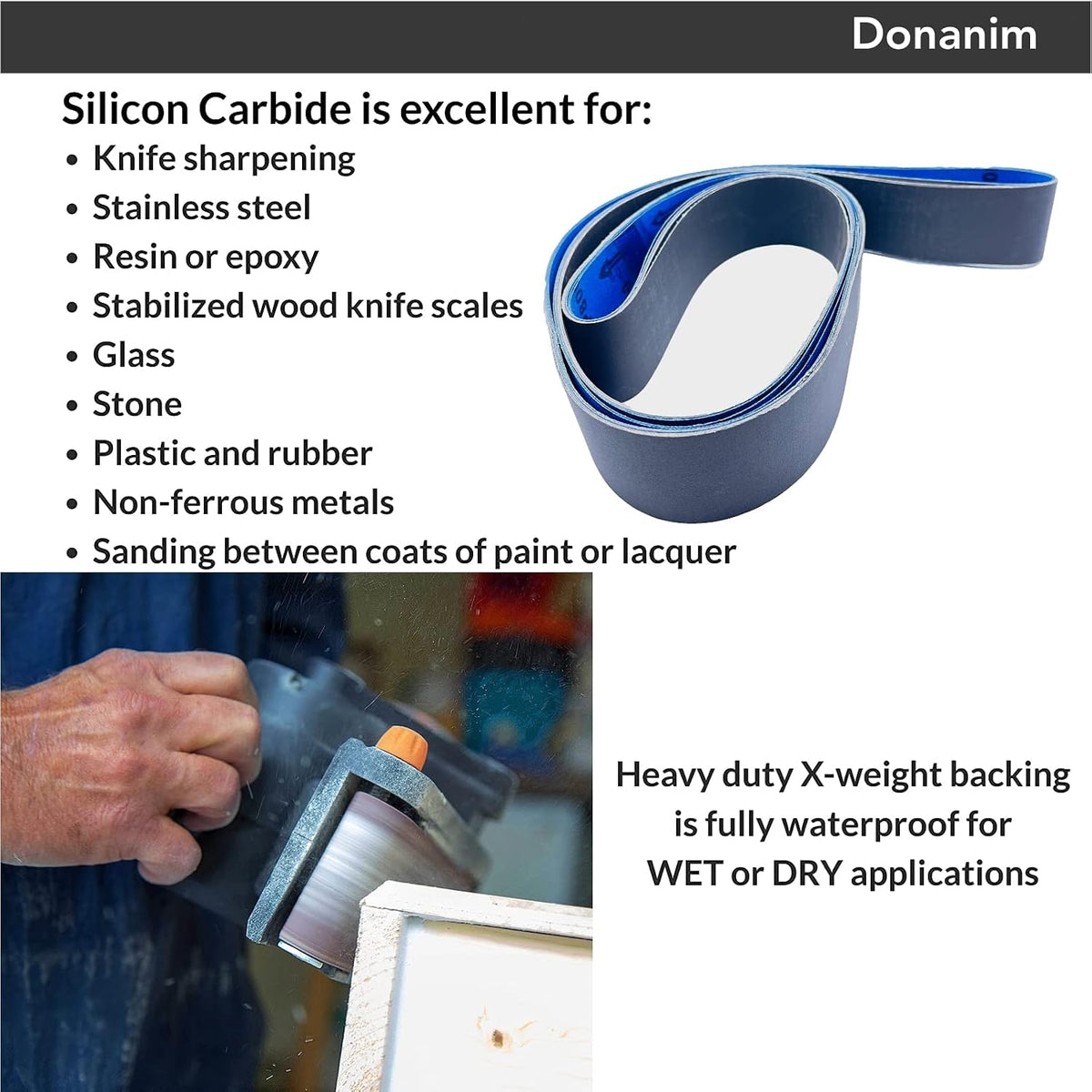 9 Pack 2 x 42 Inch Sanding Belts 600 800 1000 Grit Silicon Carbide