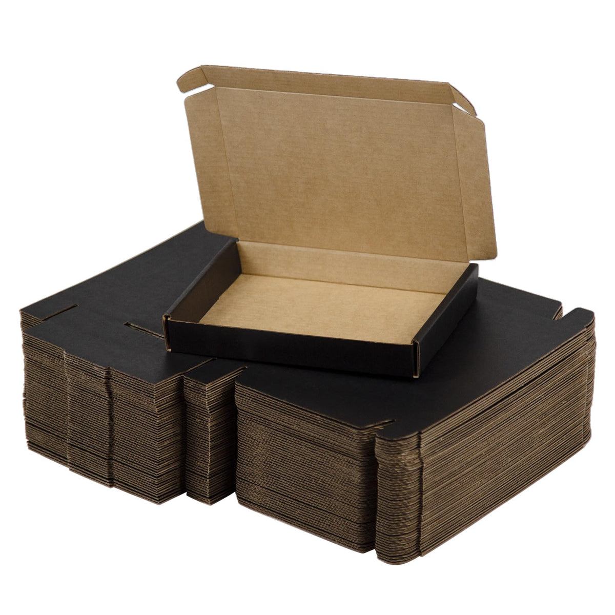 50 Pack 7x5x1 Inches Small Shipping Boxes, Black Corrugated Cardboard Boxes, Moving Mailing Packing Box