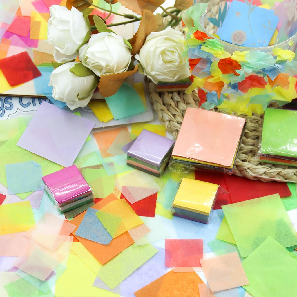 8000 PCS 1 Inch Tissue Paper Squares 40 Assorted Colors