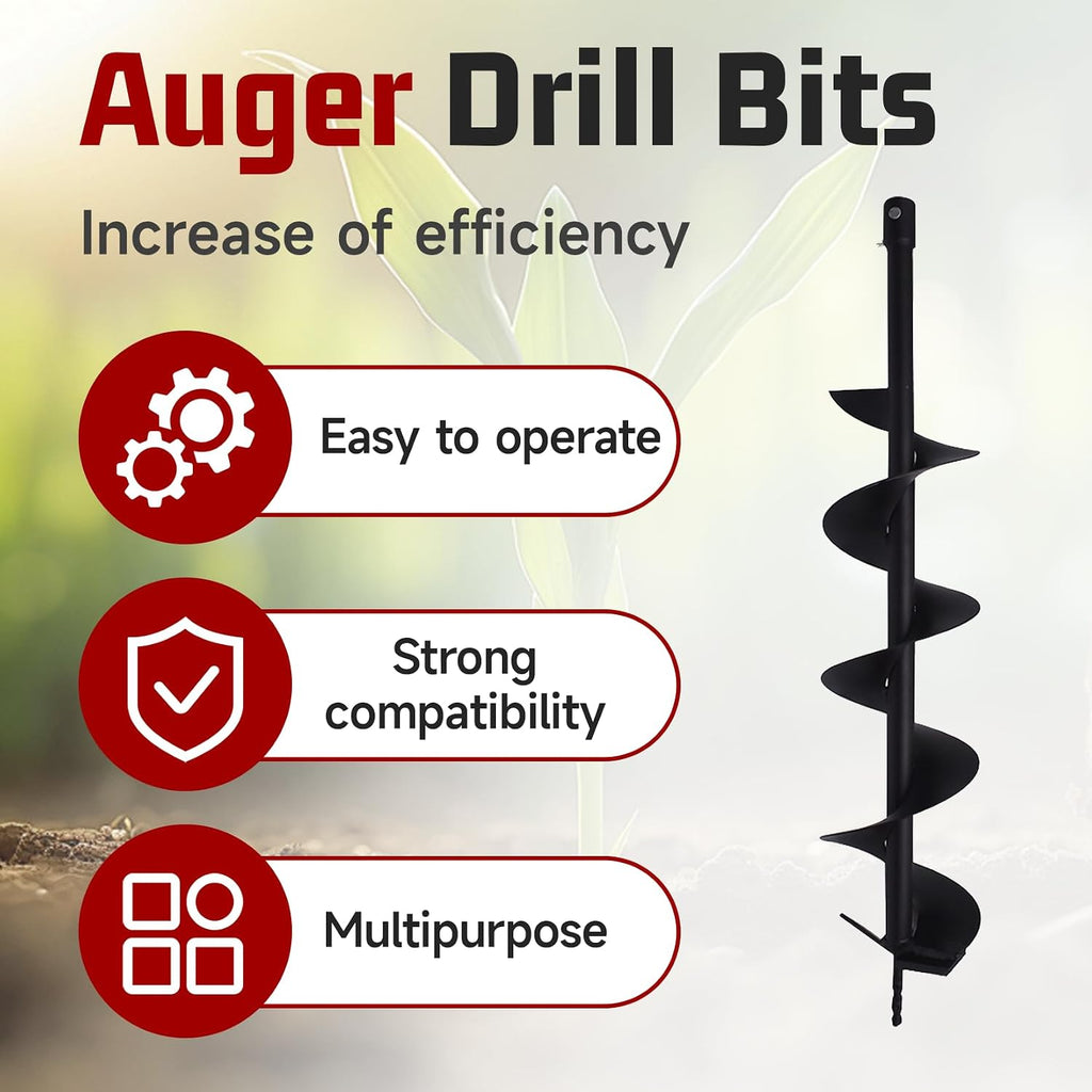 Earth Auger Drill Bits 4" 6" 8" 10" 12" for Gas Powered Post Fence Hole Digger (6inch) Hole Inner Diameter 3/4 Inch