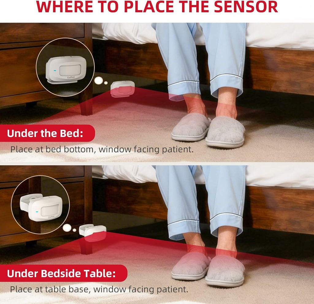 Bed Alarm for Elderly Adults Sensor Alarm and Fall Prevention for Elderly/Dementia and More,Portable Caregiver Pager