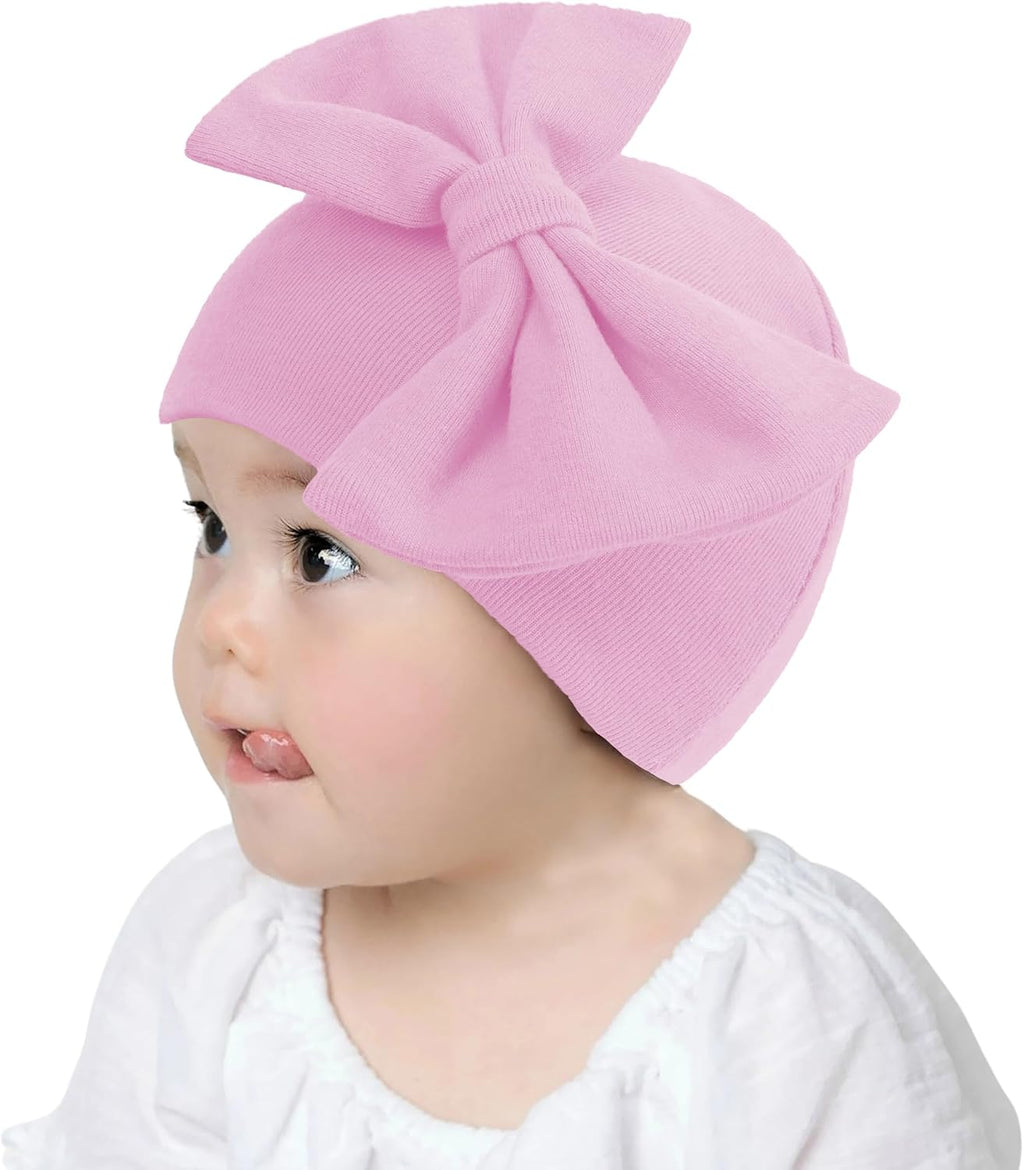 Newborn Beanies Cap No Scratch Mittens Set 0-6 Months Infant Bow Caps Baby Girls Boys Cute Nursery Headbands Hats