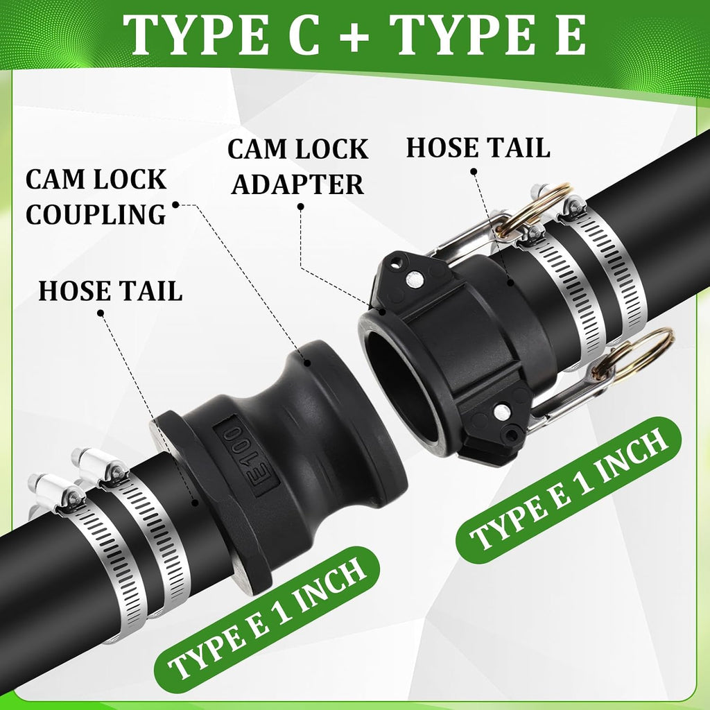 2 Set 1 Inch Camlock Fittings Type C&E