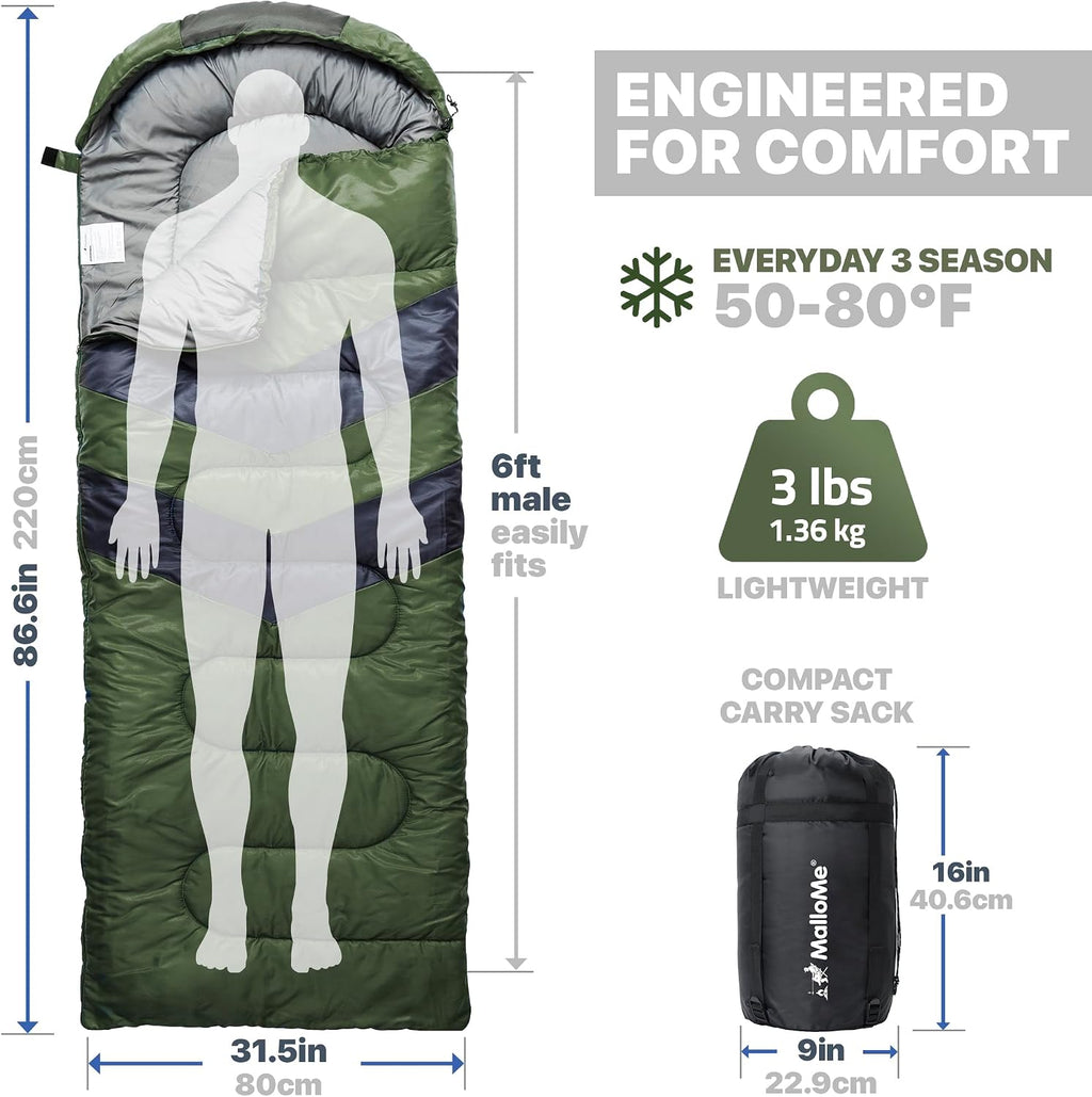 Sleeping Bags for Adults Cold Weather & Warm - Backpacking Camping Sleeping Bag for Kids, Girls, Boys - Lightweight