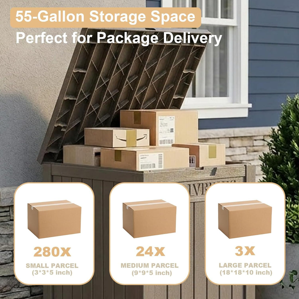 Package Delivery Box 55 Gallon with Lockable Secure,Outdoor Package Drop Container Waterproof for Porch Patio and
