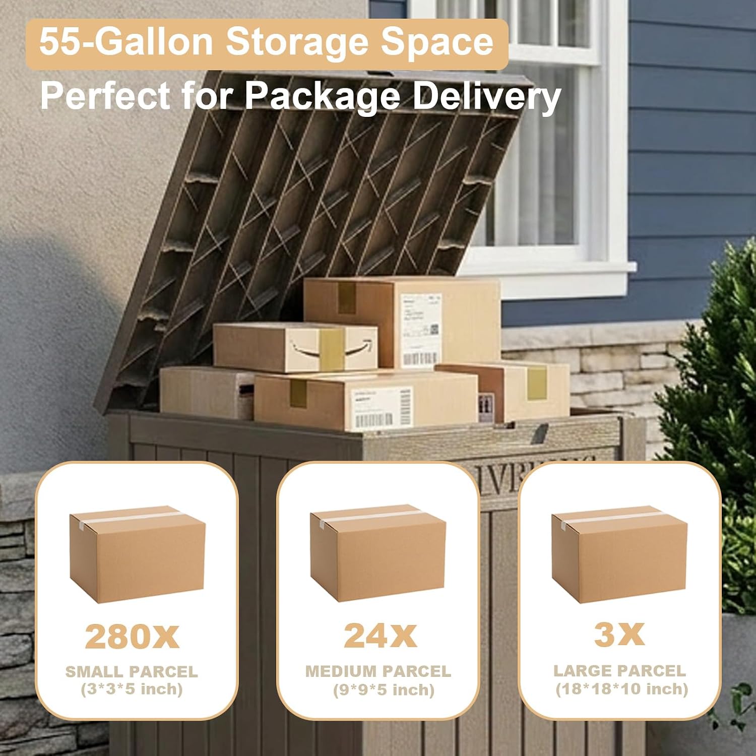 Package Delivery Box 55 Gallon with Lockable Secure,Outdoor Package Drop Container Waterproof for Porch Patio and
