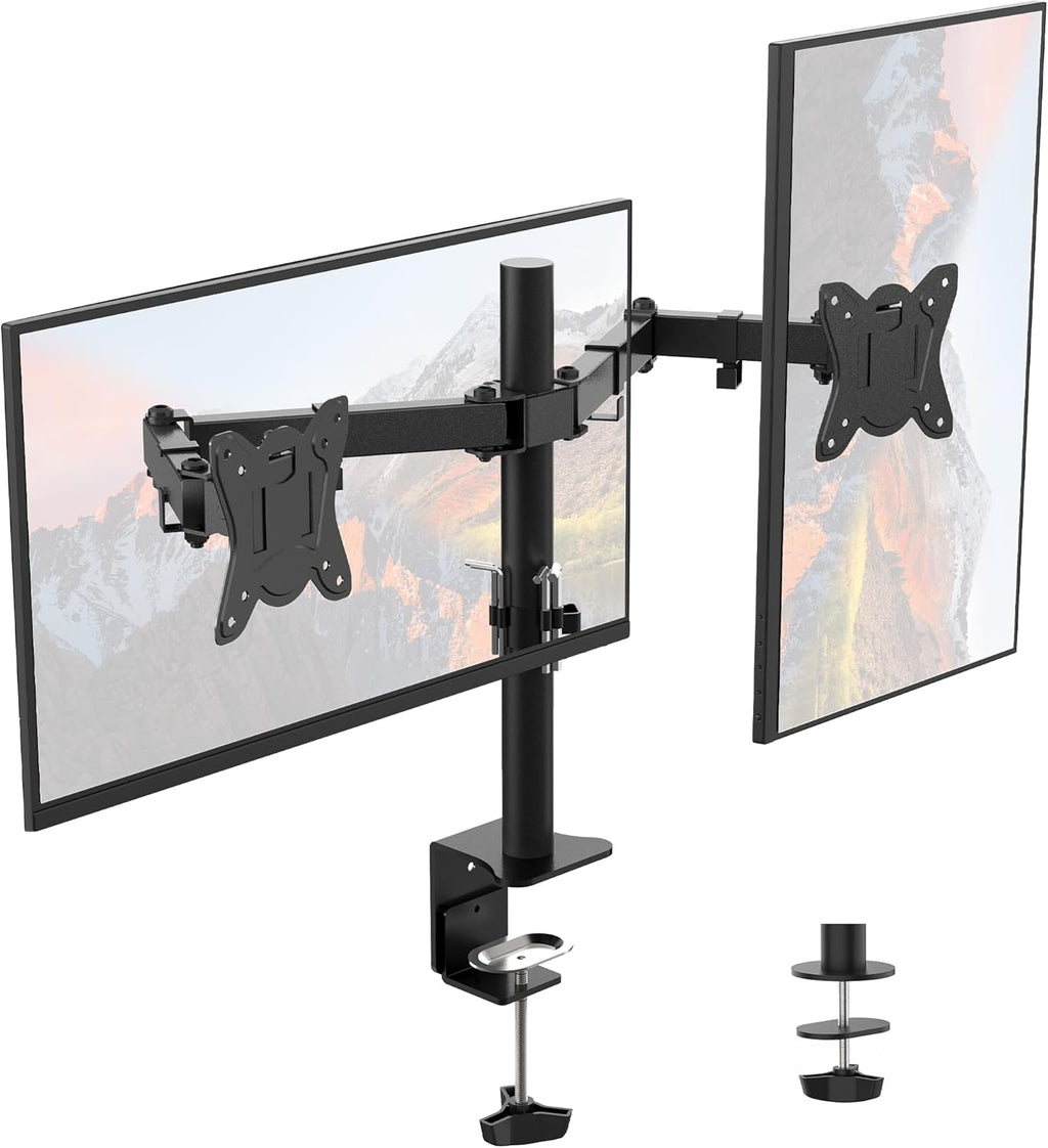 Monitor Mount for 13-32 in, Dual Monitor Arm, Up to 19.8 Lbs Each | Full Motion Adjustable Height, 360° Rotate, Tilt